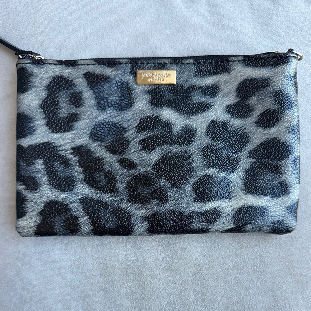Kate spade leopard cheetah print mini zipper pouch / clutch